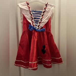 Red and White Sailor Dress Dance Costume for Kids